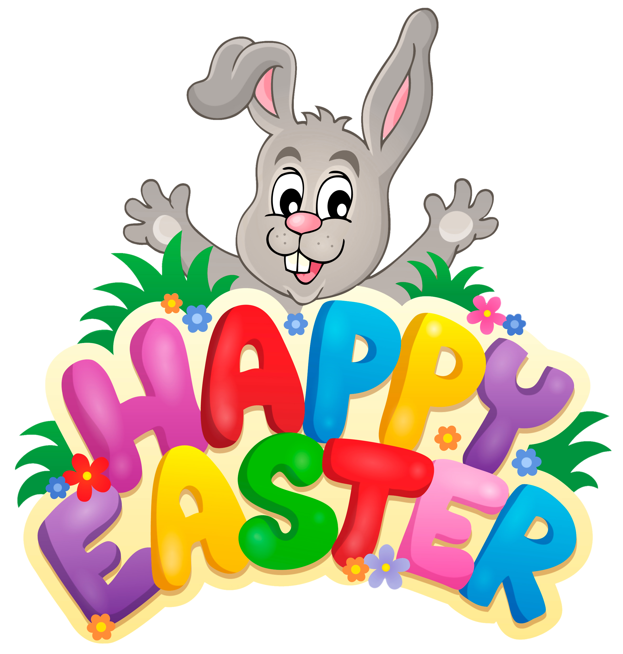 Transparent happy easter with bunny clipart picture
