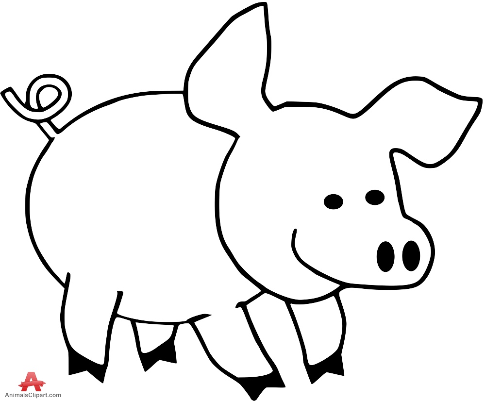 free black and white pig clipart - photo #11