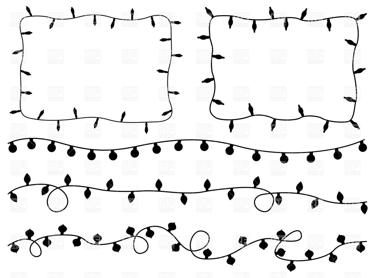 Christmas lights clipart black and white library vector