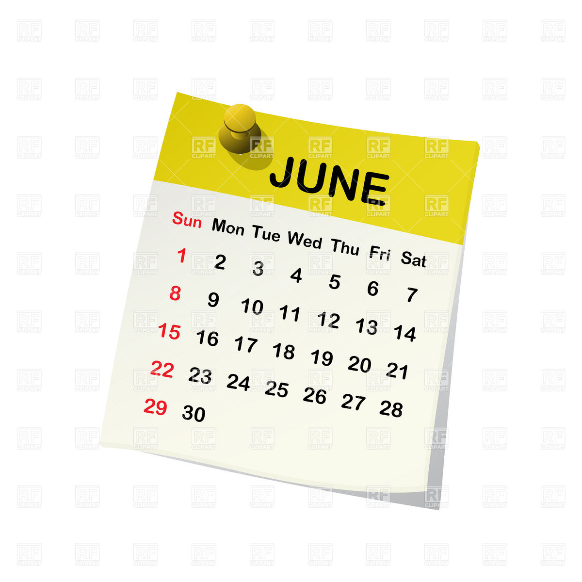 June Calendar Clipart Customize and Print