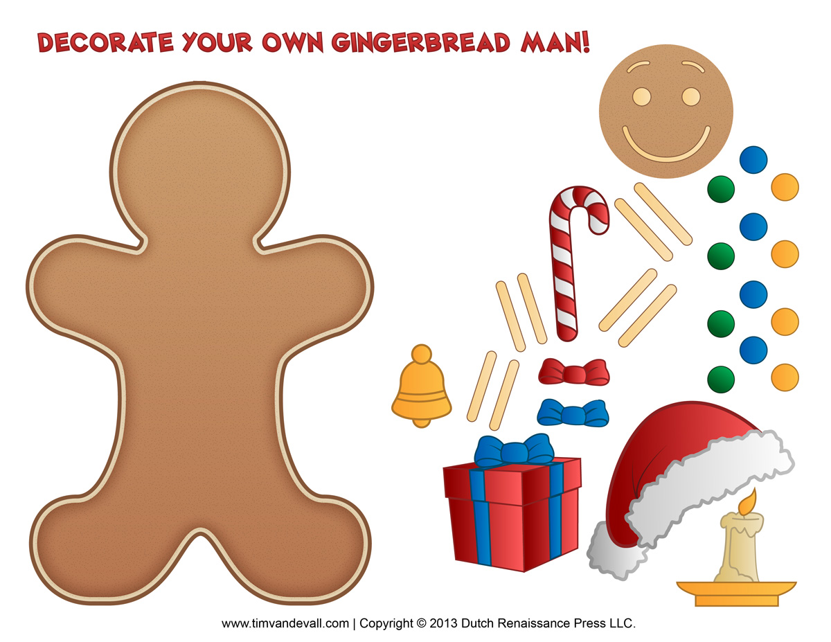 Gingerbread man template clipart