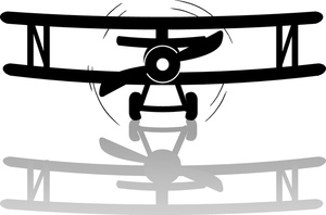 Airplane clipart image biplane with propellers turning