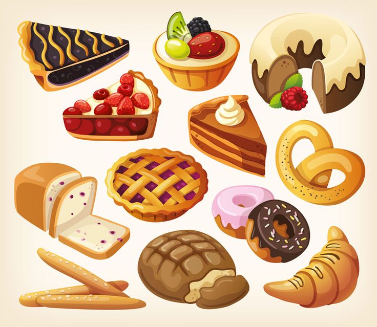 Allection of four beautiful vector food clip art sets with