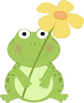 Cute spring clip art frog holding a flower clip art image cute
