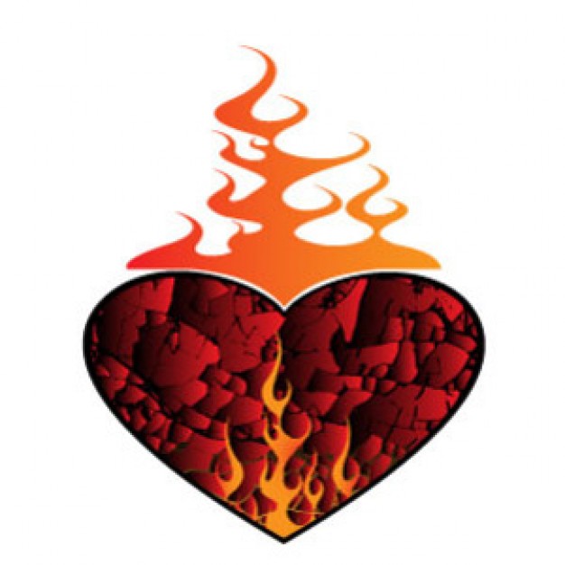 Heart on fire vector clip art vector free download