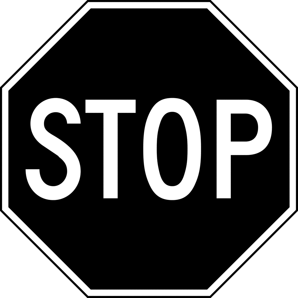 Stop sign black and white cliparts 3