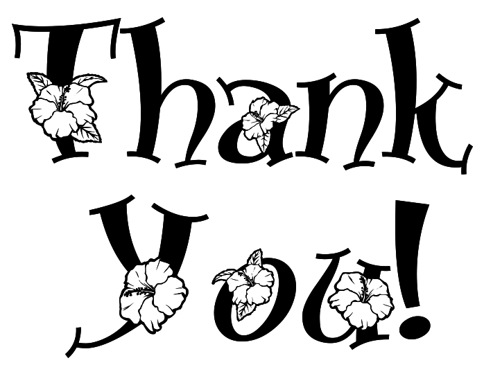 Thank you note floral bw clipart cliparts for you