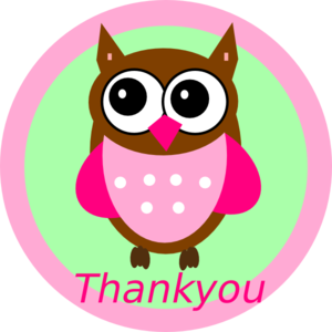 Thank you pink owl thankyou tag clip art at clker vector clip art