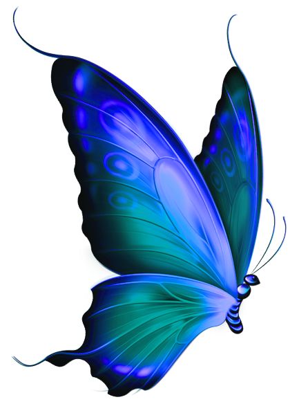 Transparent blue and green deco butterfly clipart tattoos