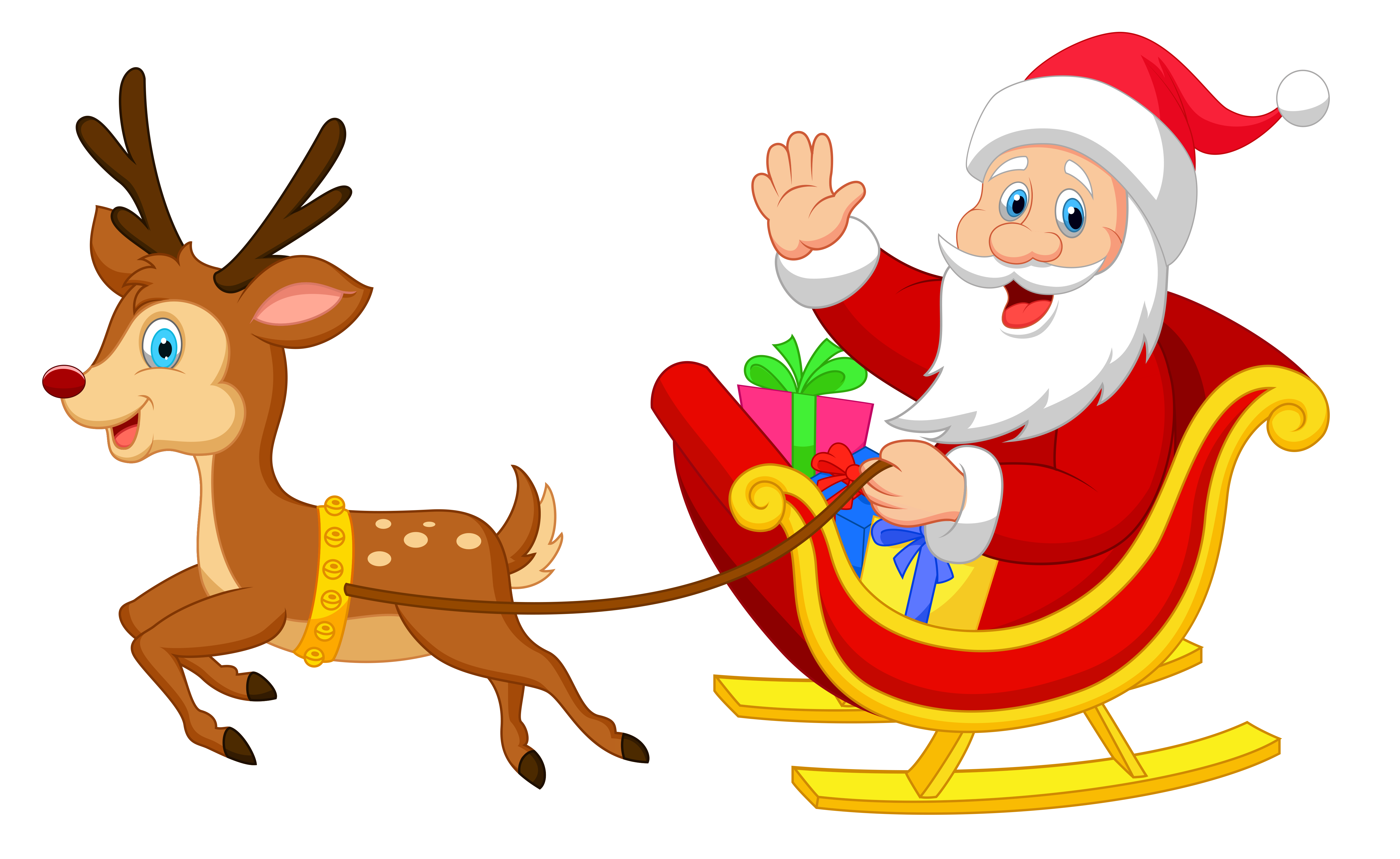 Transparent santa with rudolph clipart