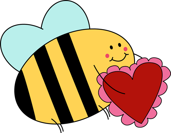 Bee carrying valentine heart clipart download clipart org