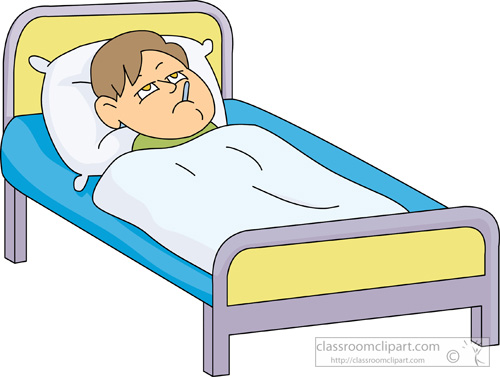 Boy sick in bed clipart