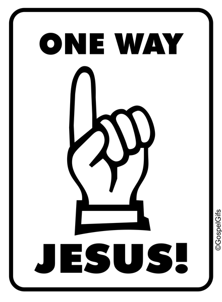 Christian clip art sign one way jesus black