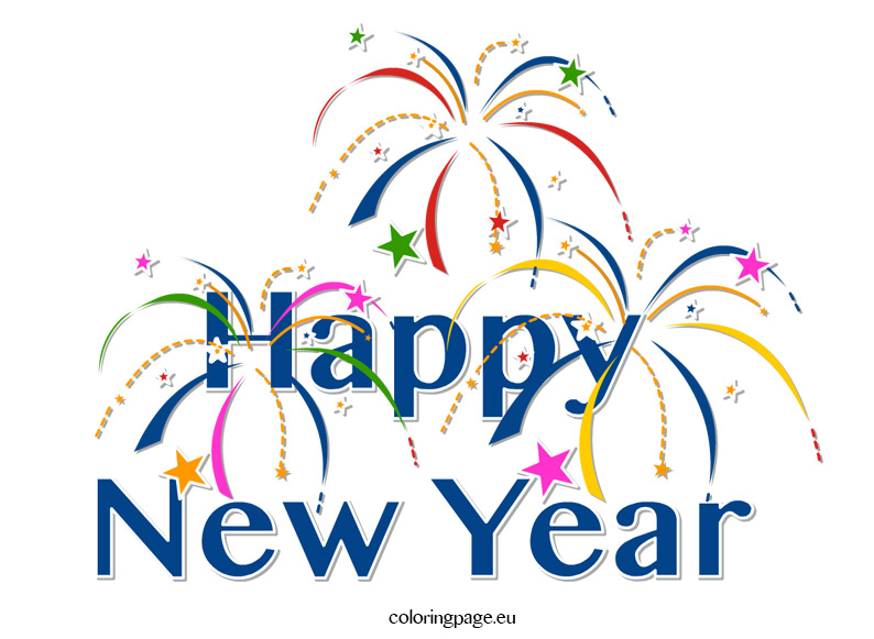 Clipart happy new year loring page