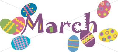Colorful march easter eggs christian calendar clipart