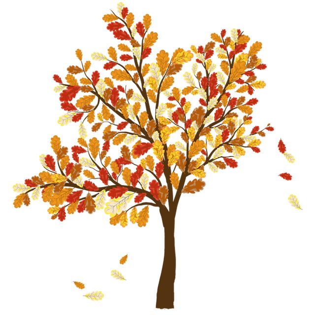 Fall leaves colorful clip art for the fall season tree with falling leaves