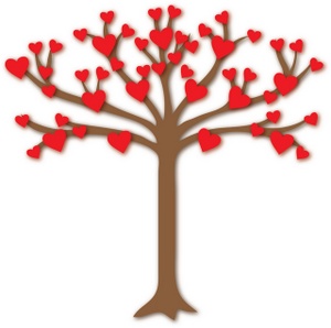 Love clipart image tree of love with heart shaped leaves