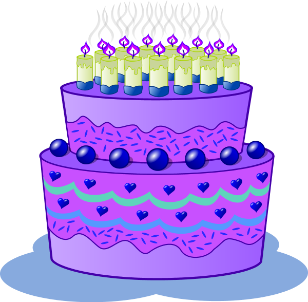 Purple birthday cake clipart