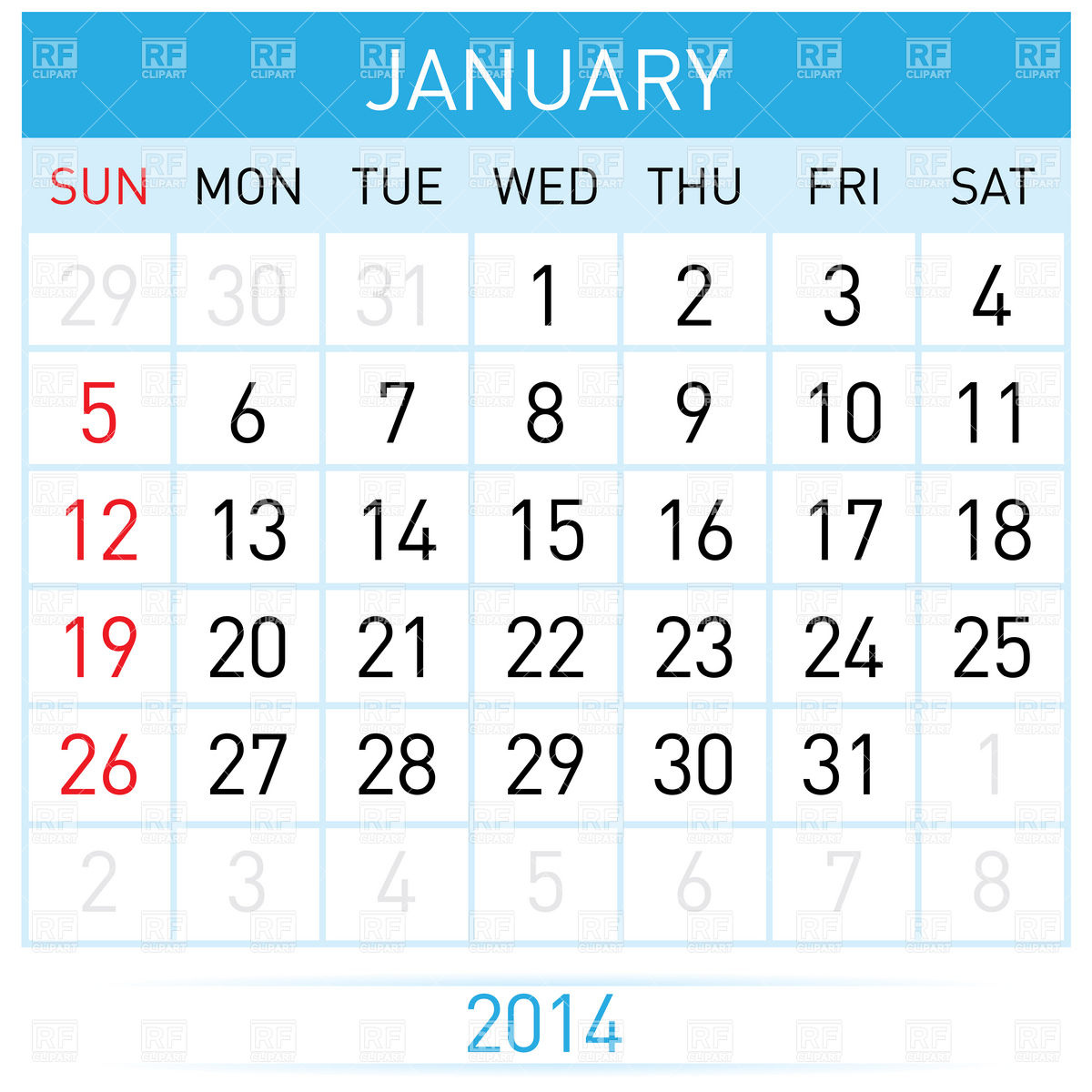 4 january calendar clipart