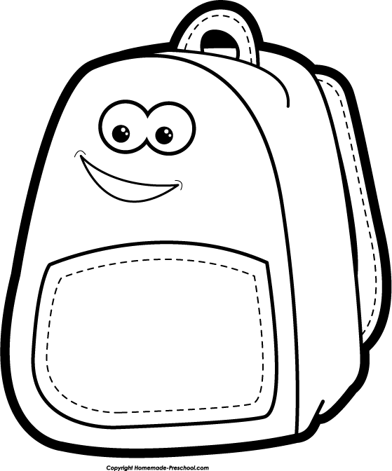 Backpack black and white clipart clipart kid