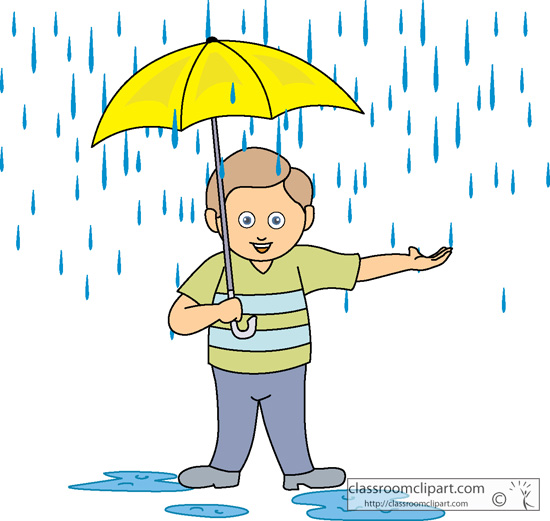 Boy in rain without umbrella clipart