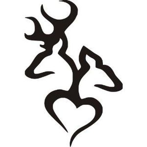 Browning deer head heart logo style in white exterior image clipart