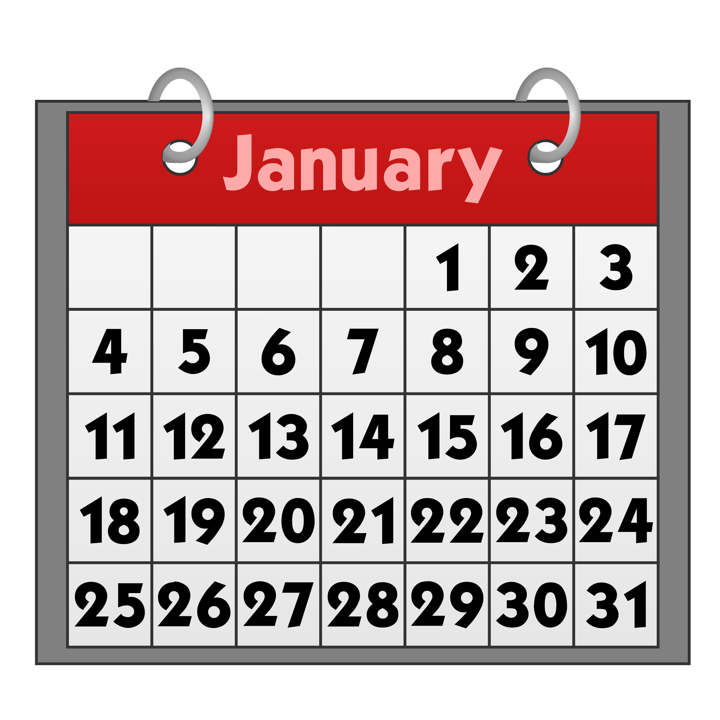 2024 Blank Calendar January Clip Clipart Black And White Sydel Fanechka