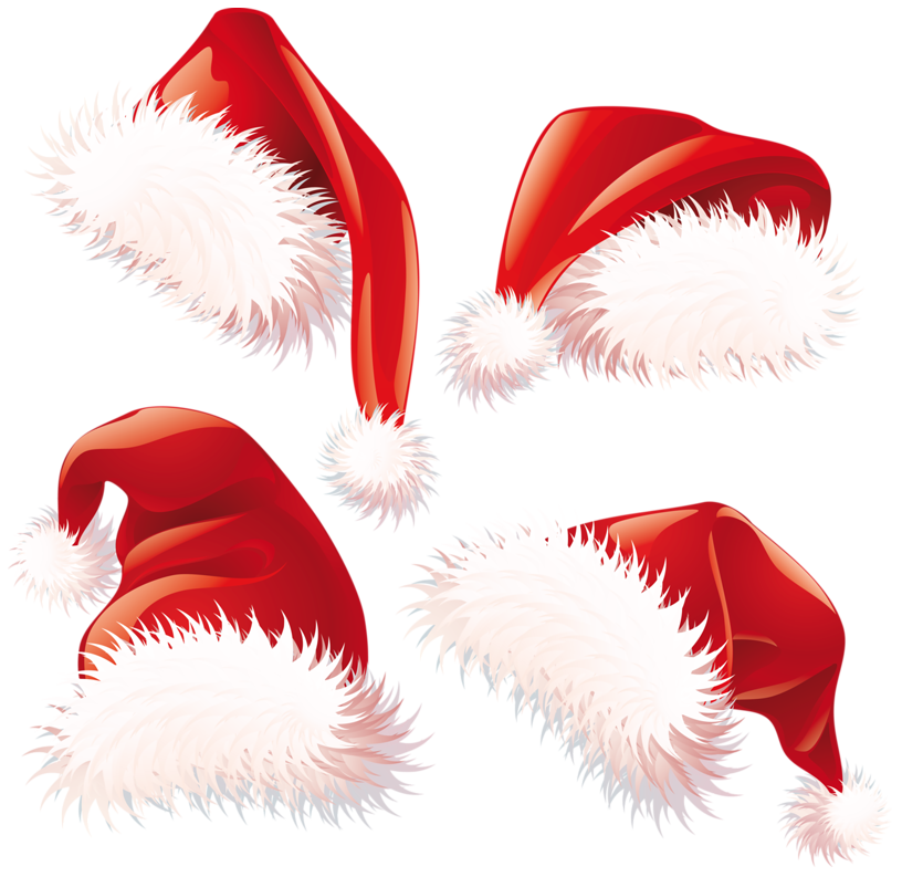 Cute tabby cat with santa hat clipart image