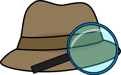 Detective with magnifying glass clipart