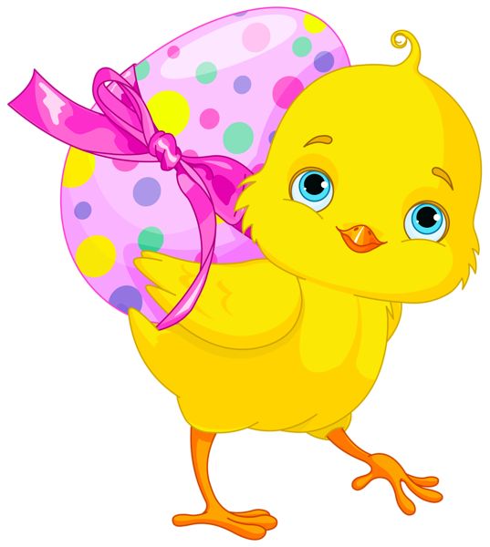 Easter egg easter chicken with pink egg clipart obrazki