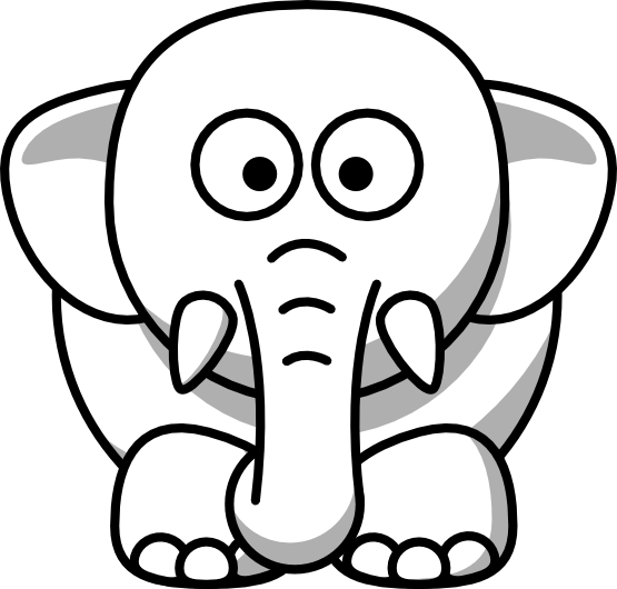 Elephant clip art black and white free clipart 4