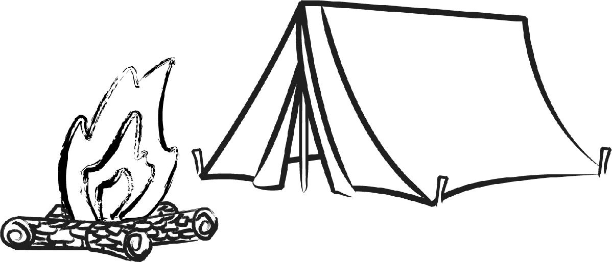 Family camping black and white clipart clipart kid