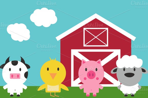 Farm animals clip art photos graphics fonts themes templates