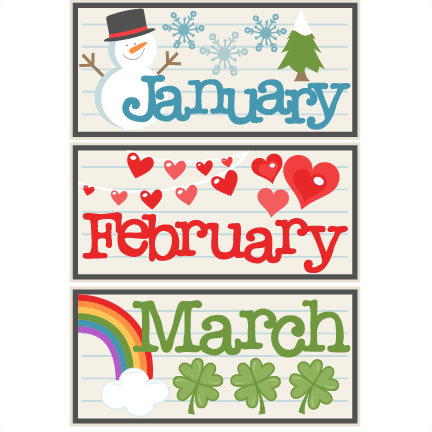 February large jan feb march headers cliparts