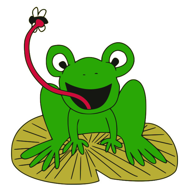Frog catching fly clipart