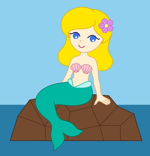 Little blonde mermaid clipart