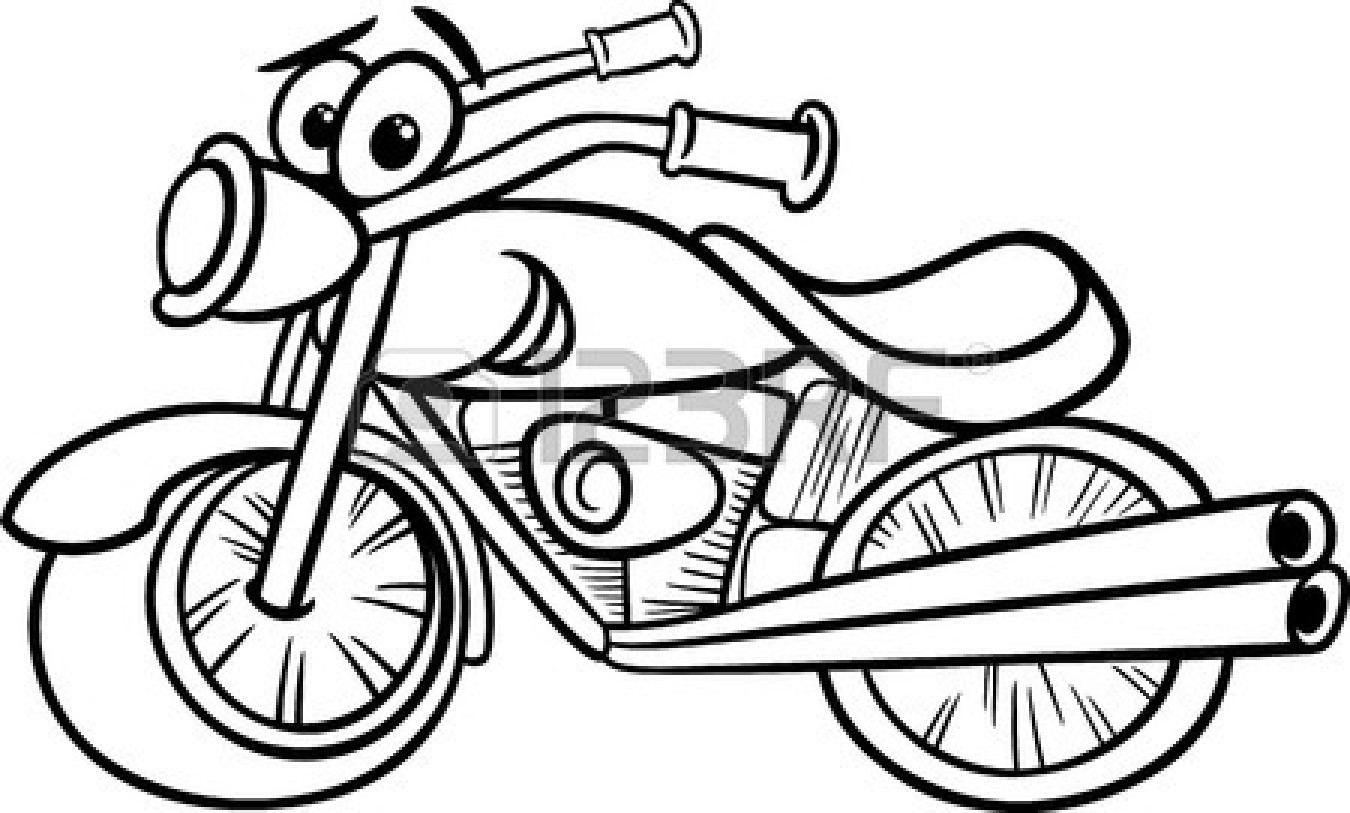 Motorcycle black and white clipart