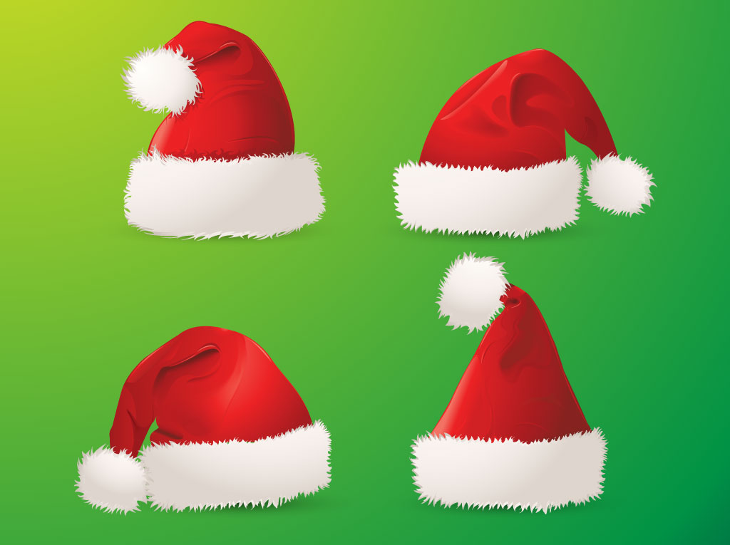 Santa hats vector art clipart