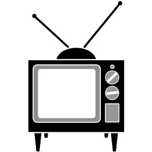 Tv television clipart black and white clipart