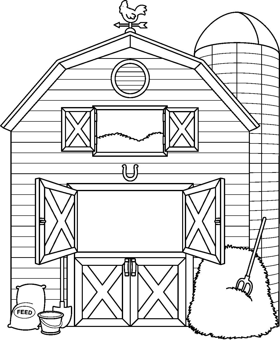 Barn black and white clipart
