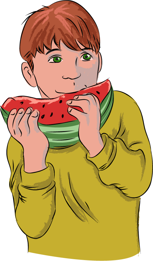 Free clip art people everyday people boy eating watermelon