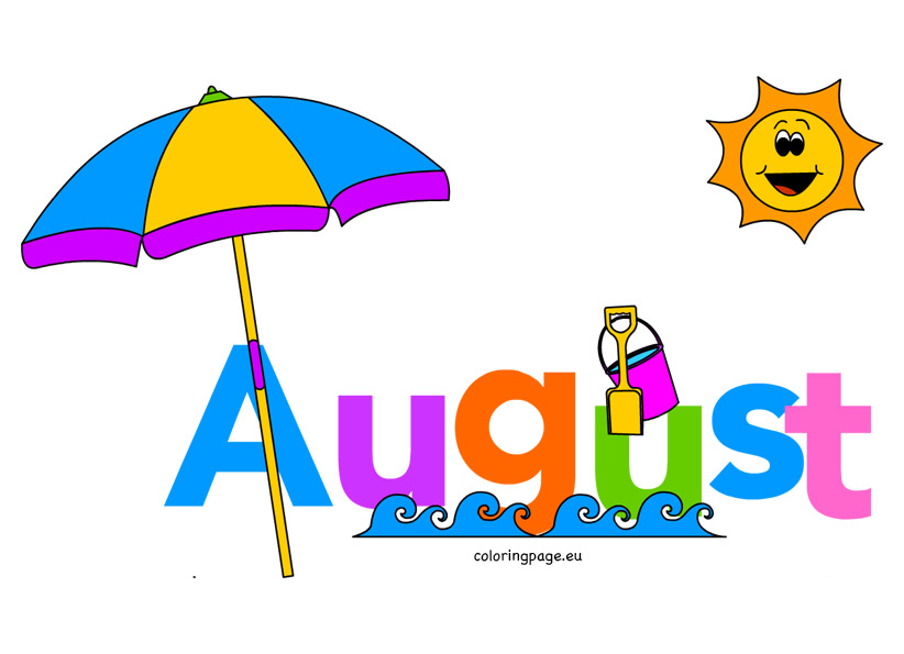 Month of august clip art loring page