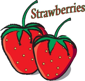 Strawberry clipart image drawing of two fresh ripe strawberries