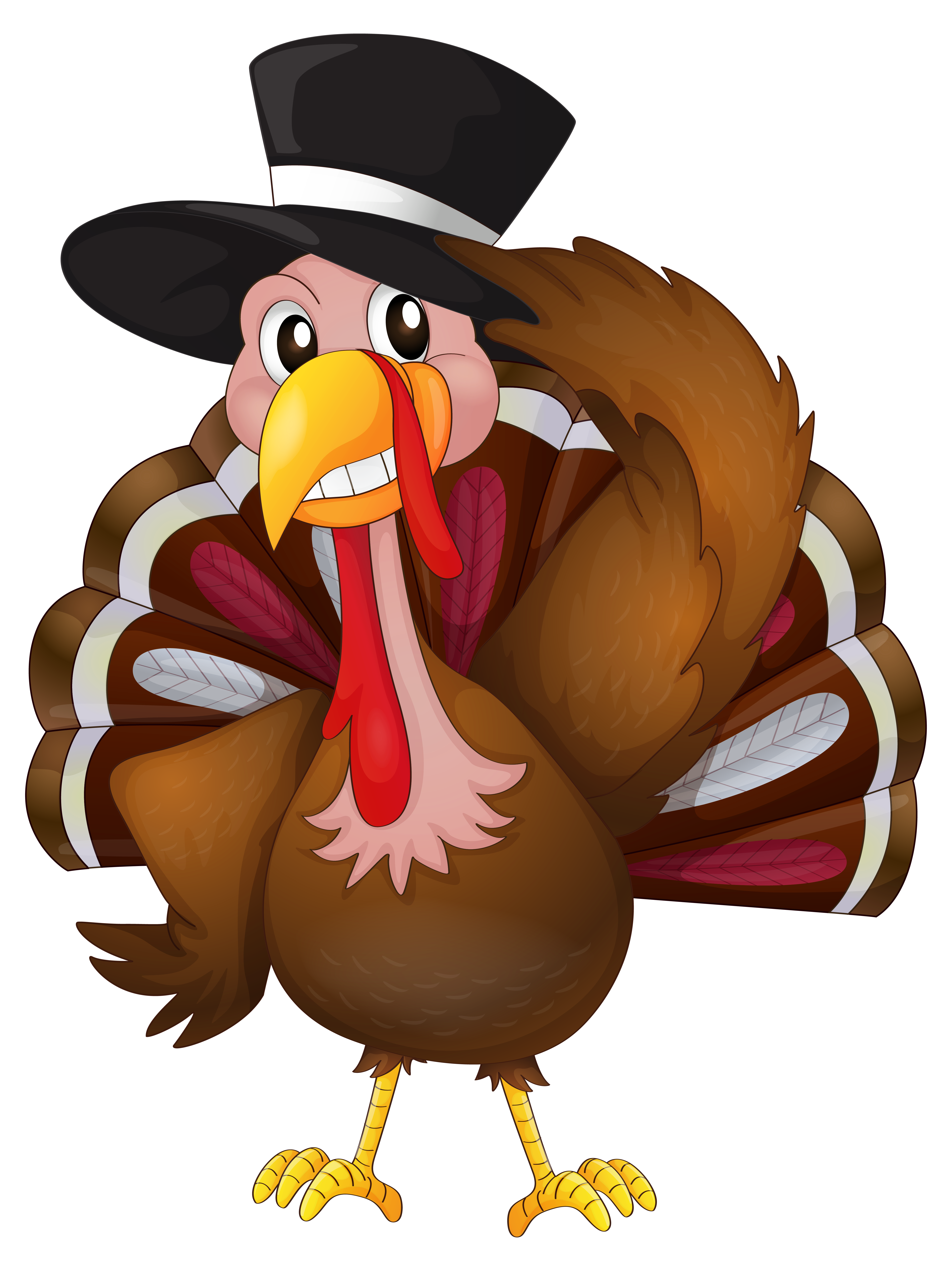 Thanksgiving turkey with hat clip art image