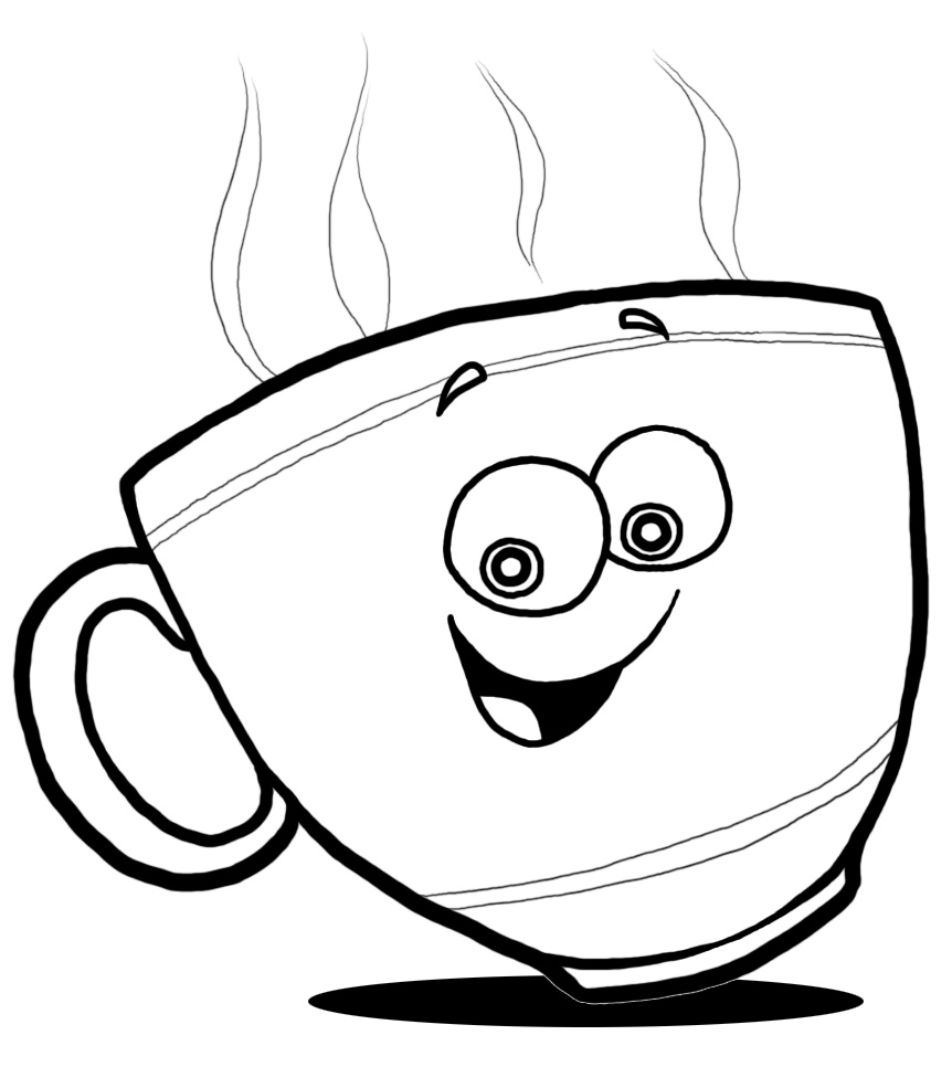 Coffee cup black and white clipart kid 2