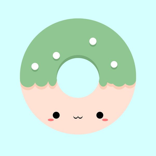 Kawaii donut by reyokpoe print image clip art
