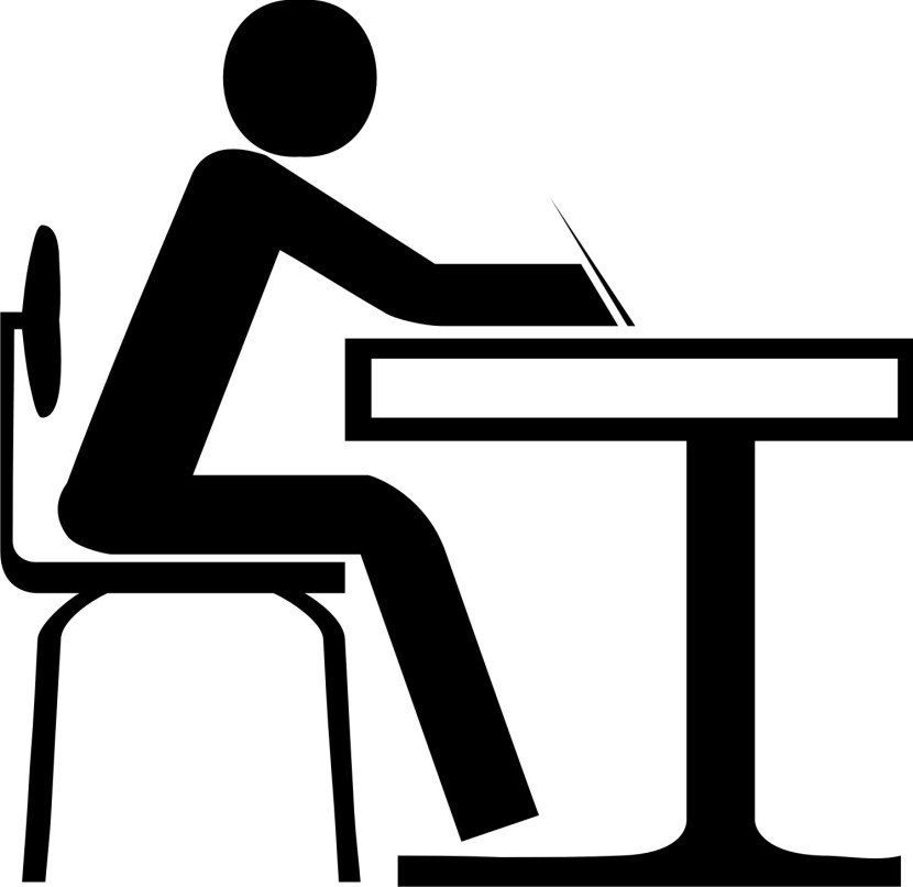 Student working clipart