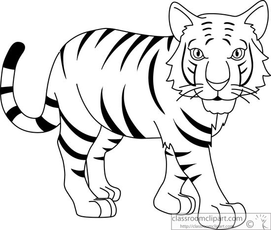 Tiger black and white clipart kid