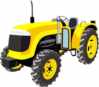 Yellow tractor clipart isolated on white