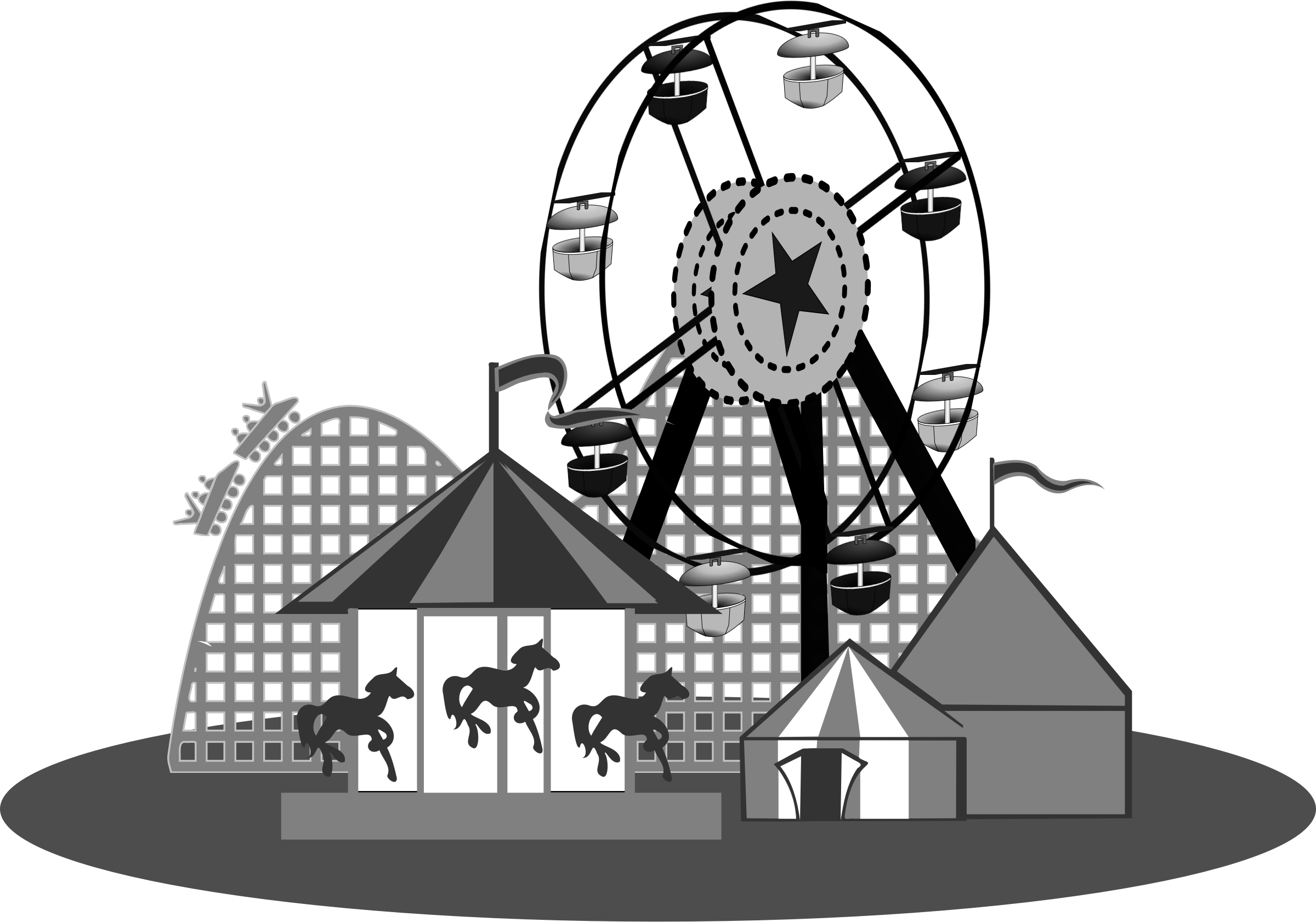 Carnival games black and white clipart kid